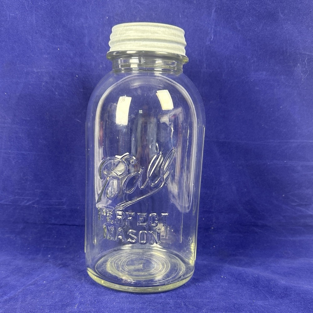 Vintage 1900-1923 Ball Perfect Mason Clear  Ball Zinc Lid #7